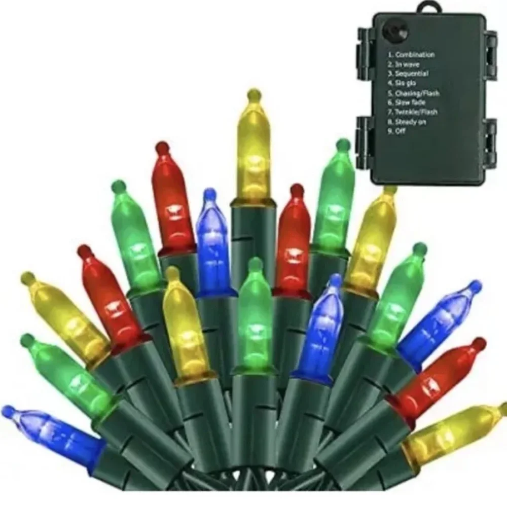 Multi-Colored Battery Operated Christmas Lights 50 LED 16FT Waterproof String...